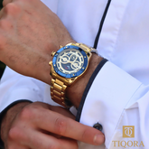 Panzer Doré & Bleu – Montre Chronographe Homme en Acier inoxydable | Élégance affirmée