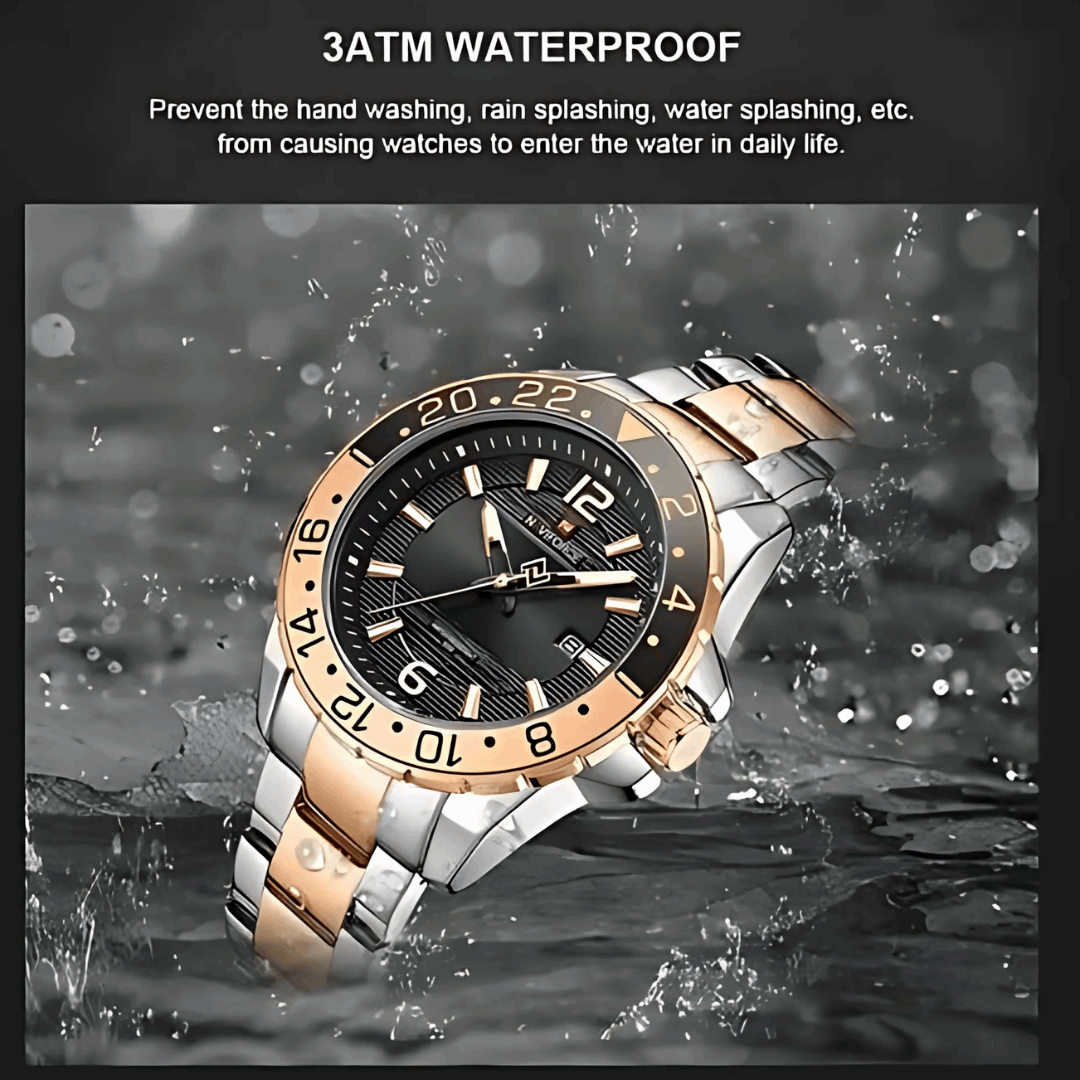 Montre Analogique NAVIFORCE Acier Doré & Élégance Intemporelle Homme