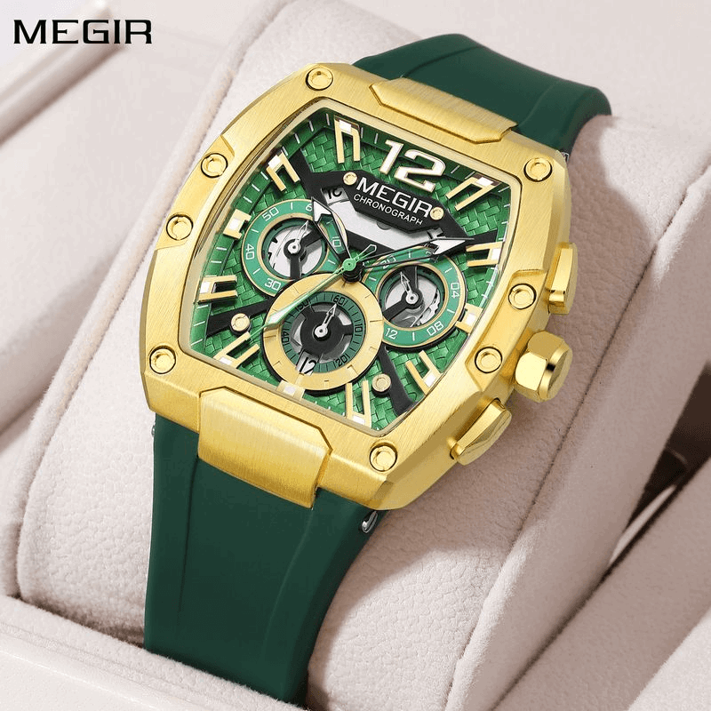 MEGIR Homme – Montre Chronographe Sport & Charisme en Boîtier Tonneau