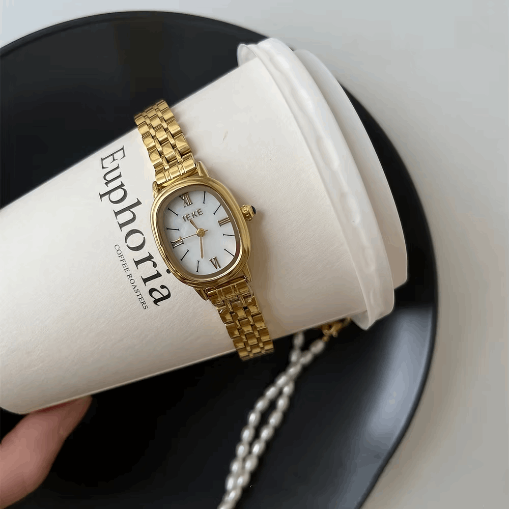IEKE Xerxes – Montre dorée au charme intemporel & cadran blanc raffiné