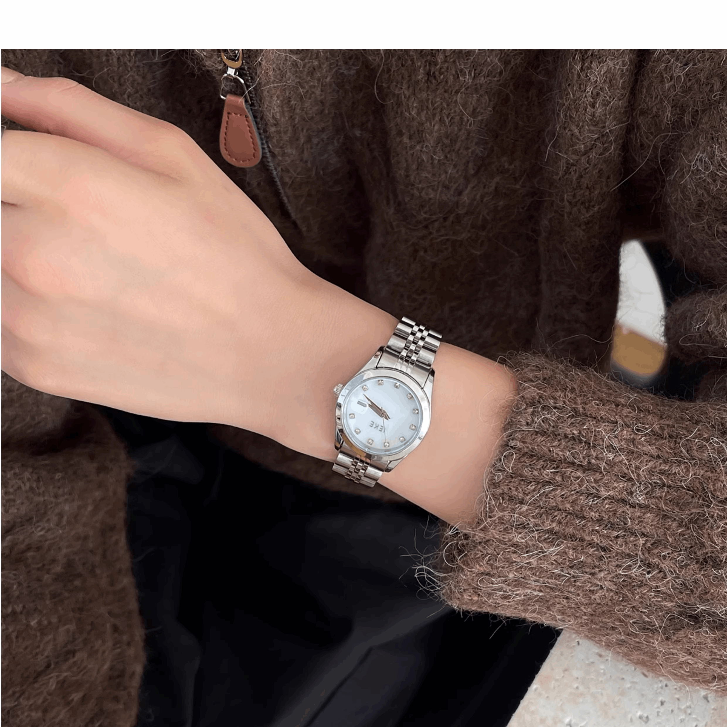 IEKE Evalina – Montre pour Femme Original, argentée au charme perlé