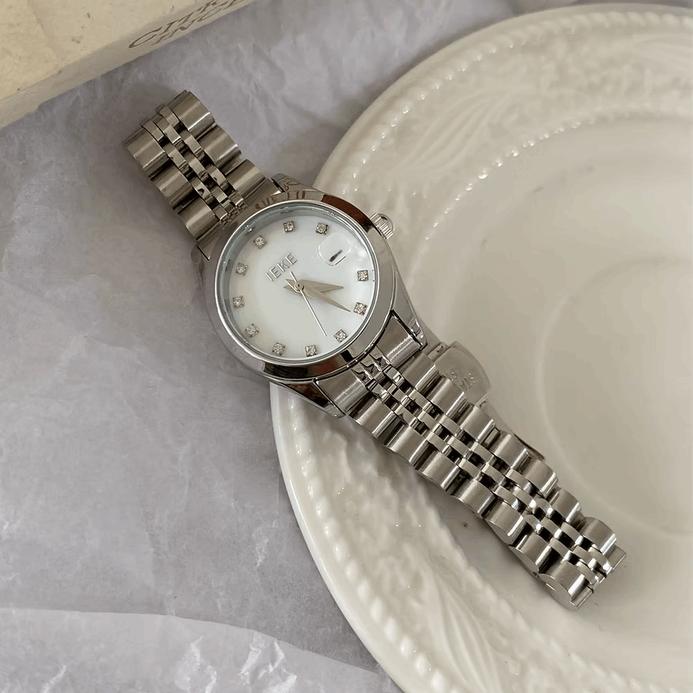IEKE Evalina – Montre pour Femme Original, argentée au charme perlé