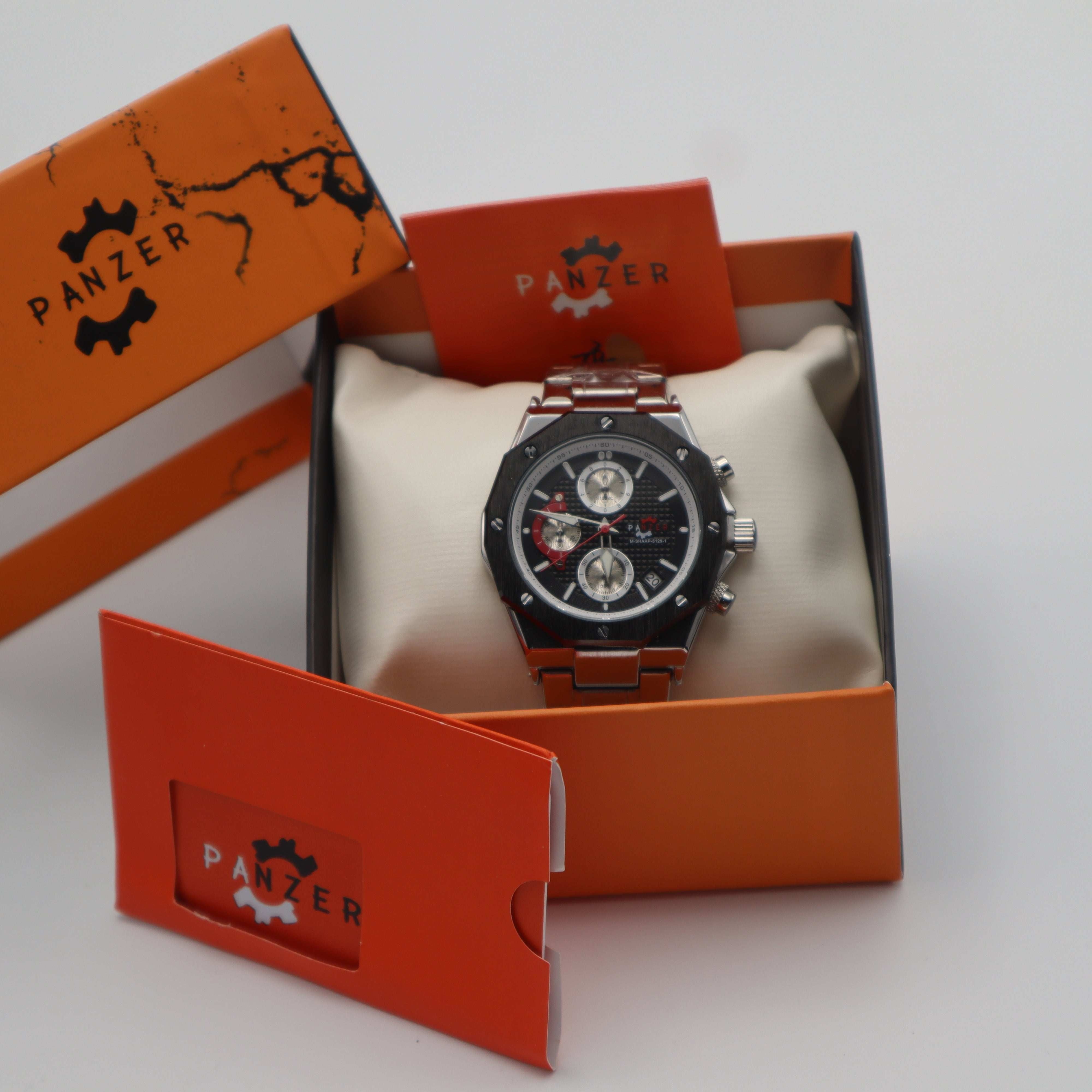 Panzer Original – Montre Homme Argentée & Cadran Noir | Élégance en Acier Inoxydable