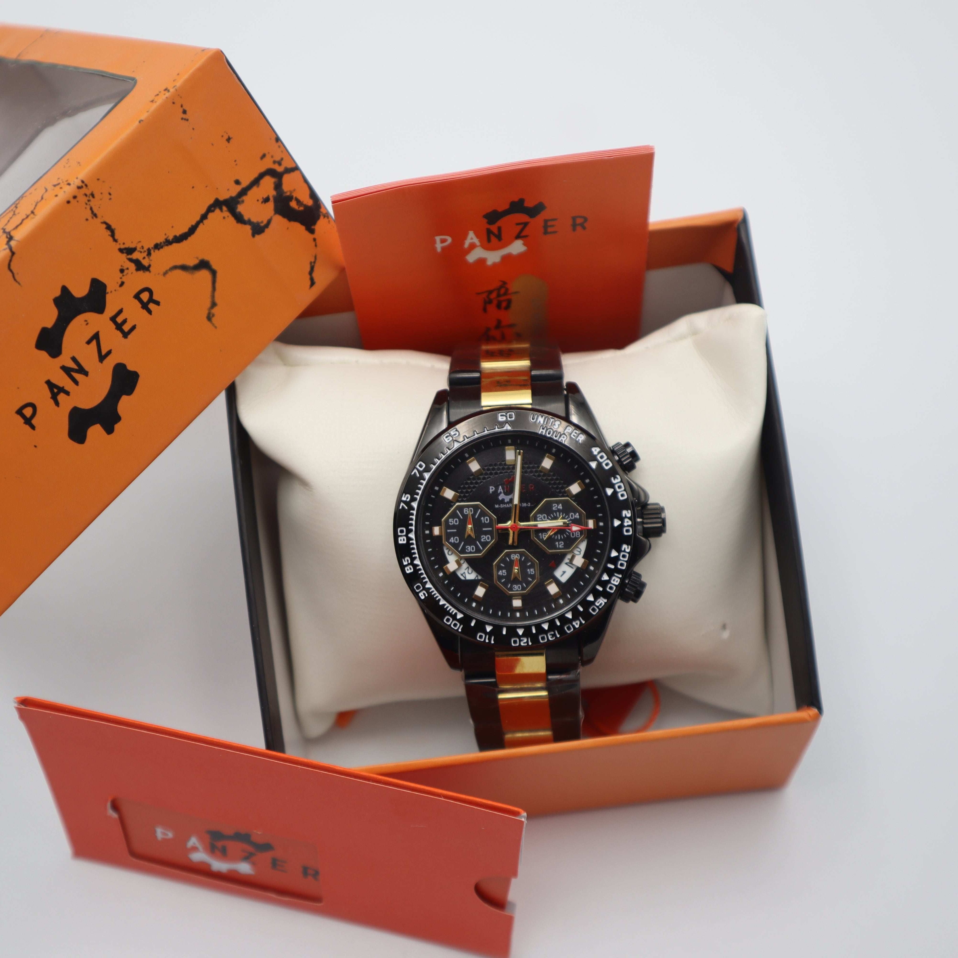 Panzer Original – Montre Homme Noir & Or | Puissance, Style et Contraste Assumé