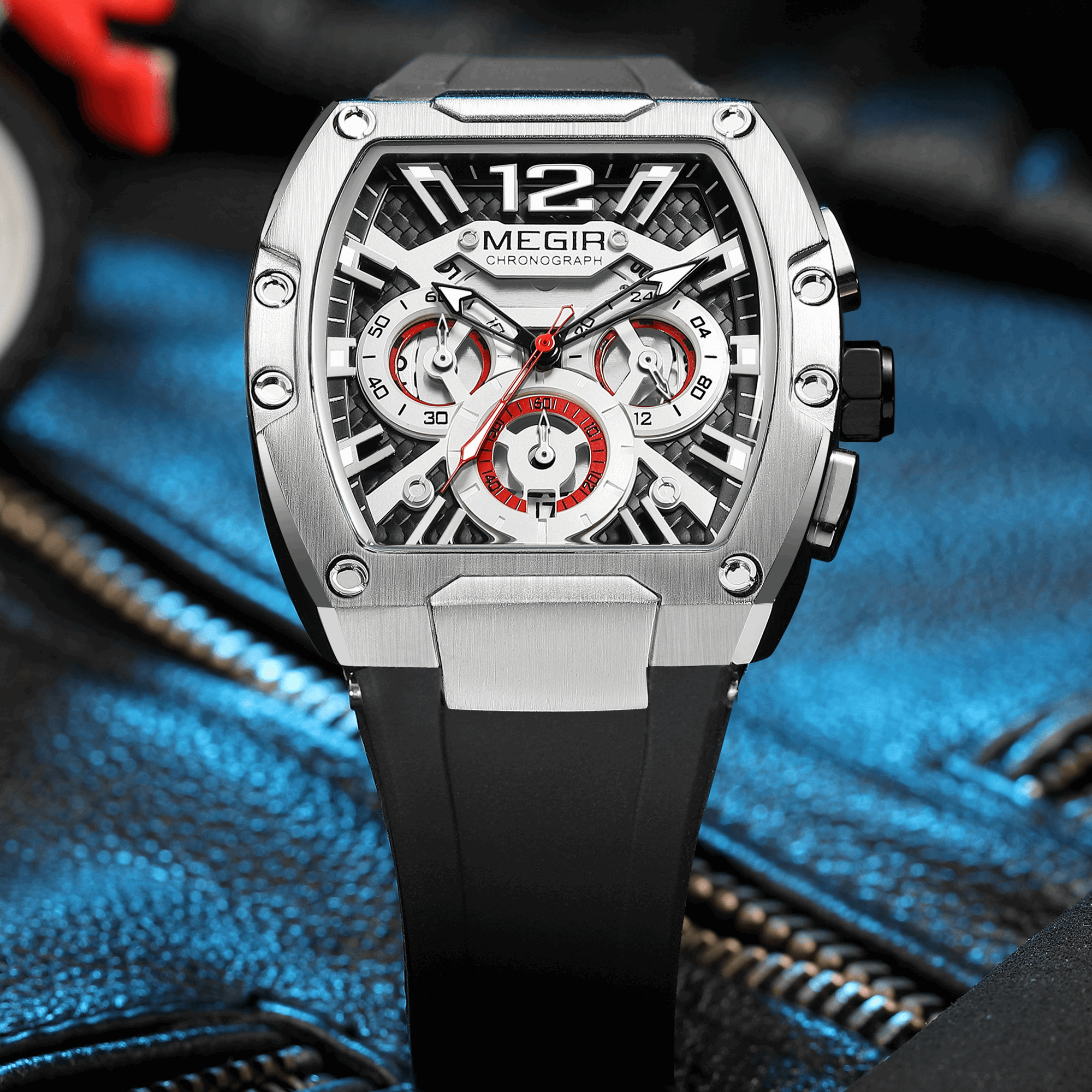 MEGIR Homme – Montre Chronographe Sport & Charisme en Boîtier Tonneau